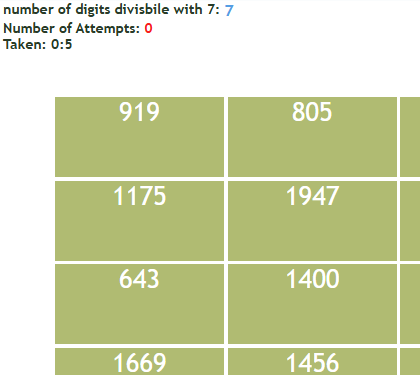 Math Division Puzzle – Numbers divisible by 7 (Medium) for intermediate players