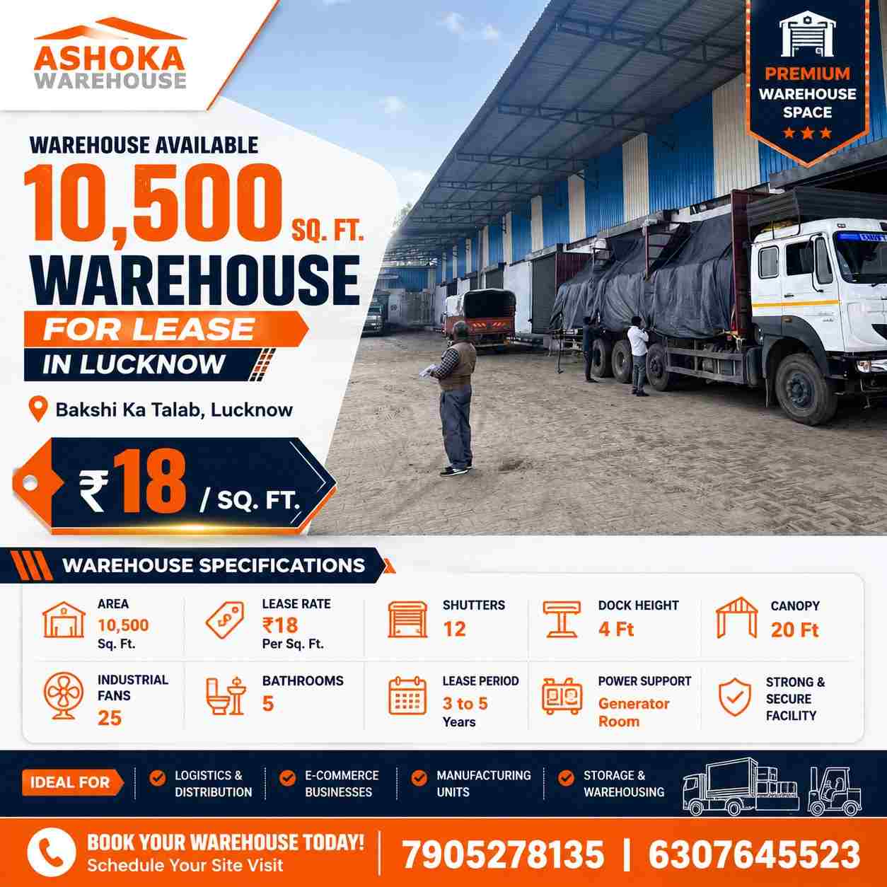10500 Sqft Industrial Warehouse for Lease in Lucknow