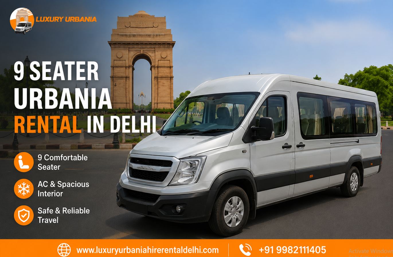9 Seater Urbania Rental in Delhi for Small Group Travel