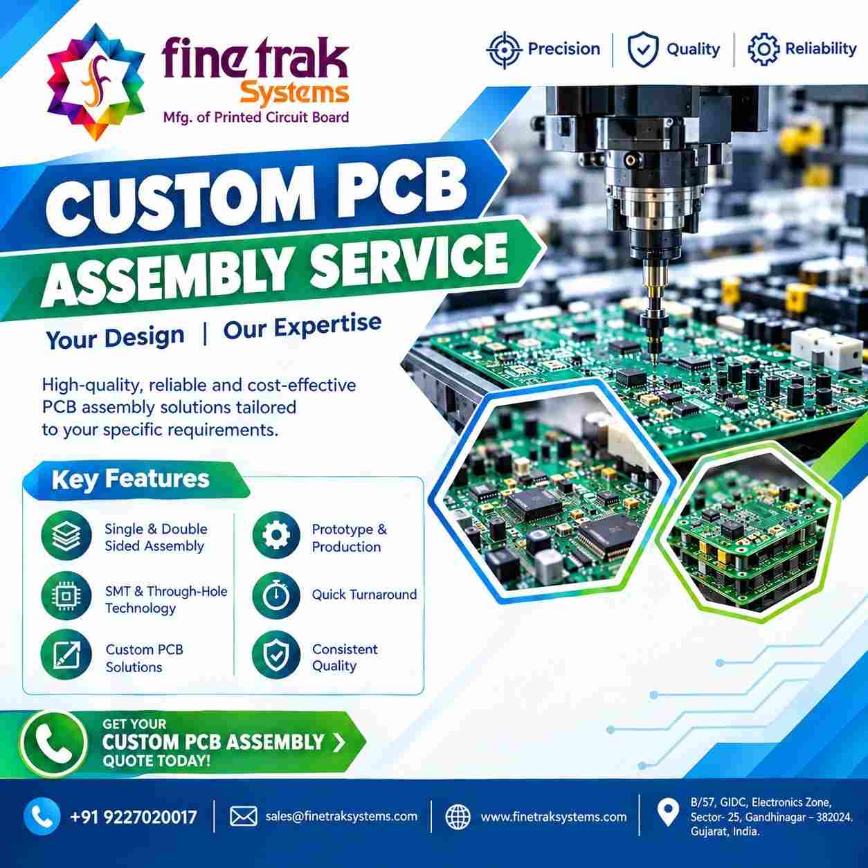 Custom PCB Assembly Service in India by FineTrak
