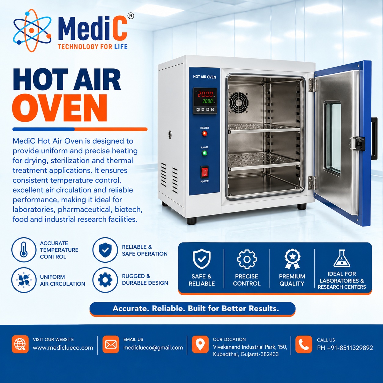 Hot Air Oven Manufacturer and Supplier in India by Mediclue
