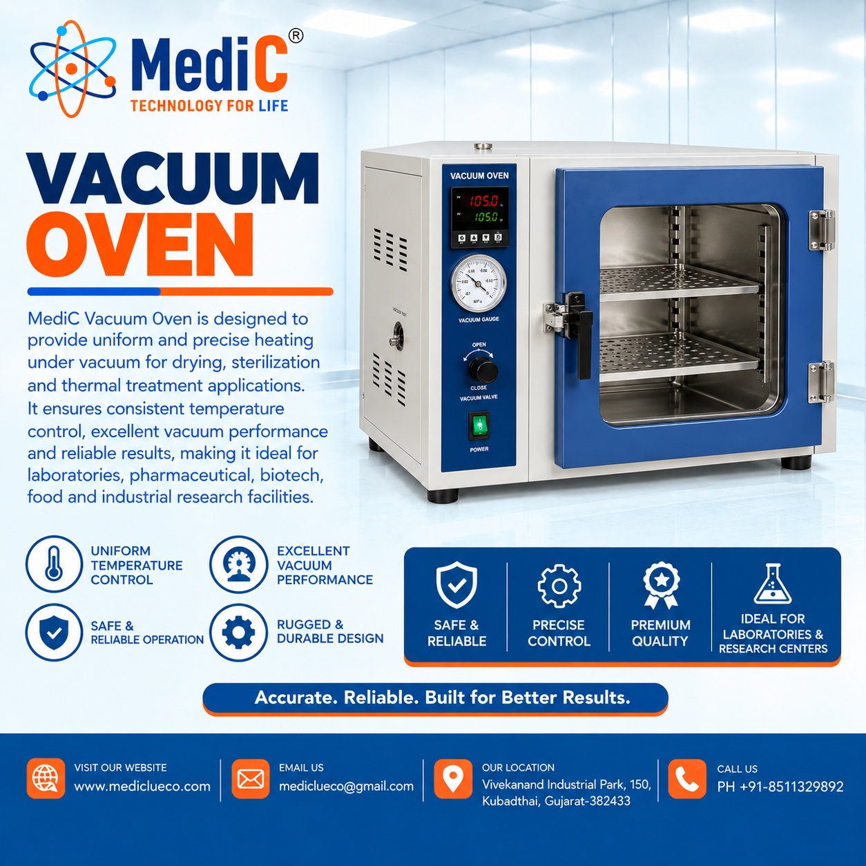 Vacuum Oven Manufacturer and Supplier in India by Mediclue