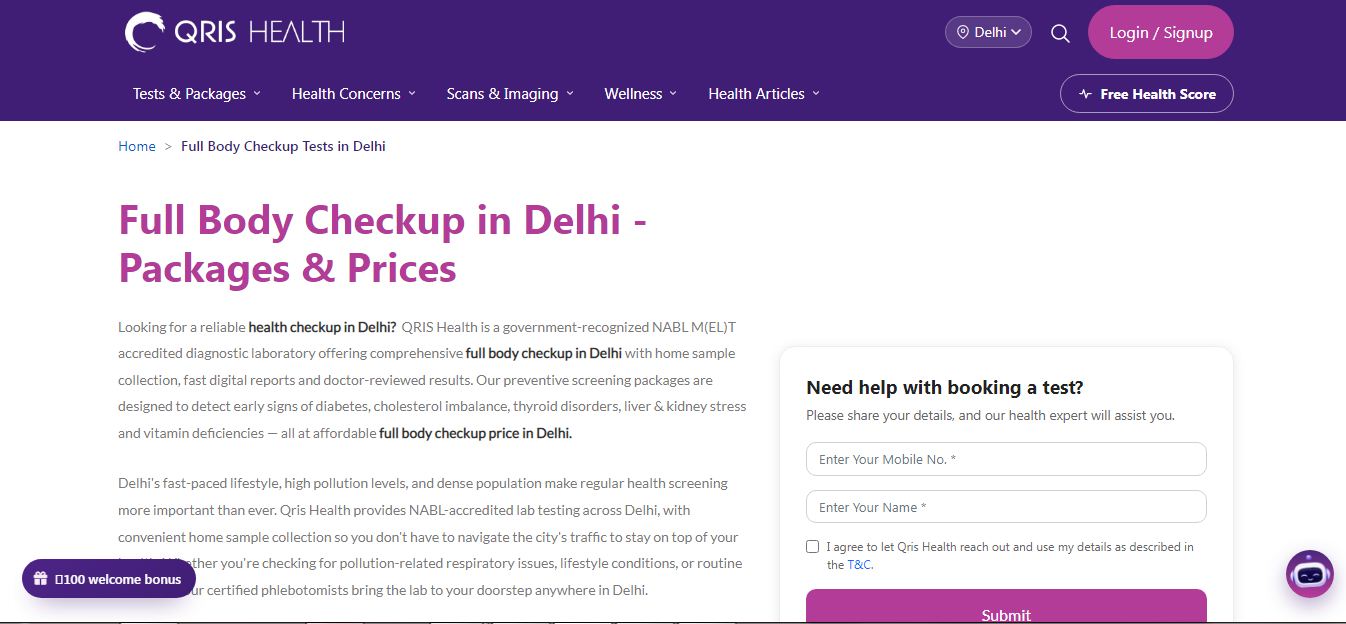Preventive Full Body Health Checkup Packages at Home in Delhi